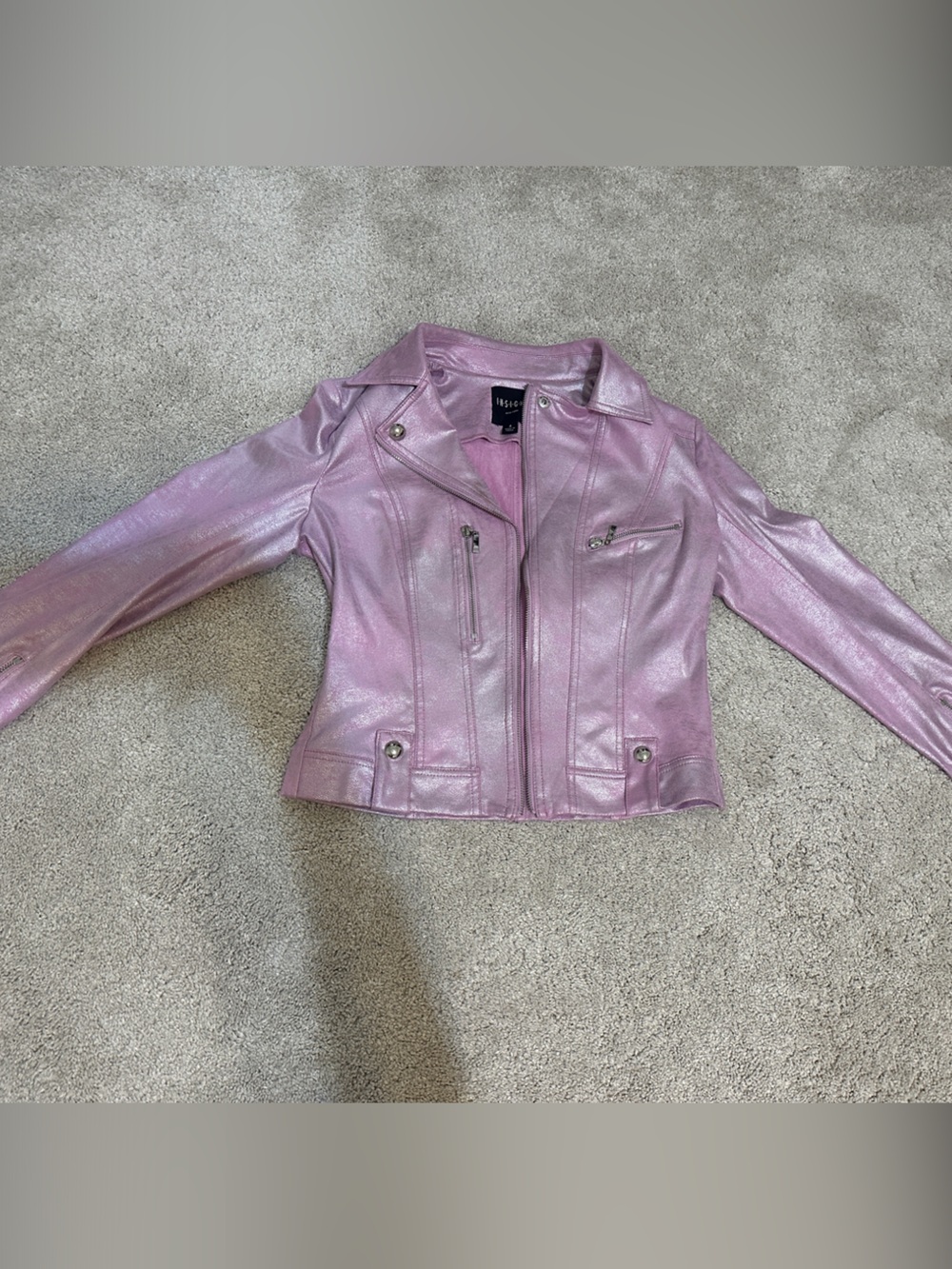 Insight Metallic Lilac Moto Leather Jacket